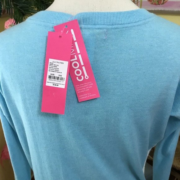 Lilly Pulitzer NWT Damara Coolmax Sweater Heathered Bayside Blue $138 Size XXS - Picture 6 of 11